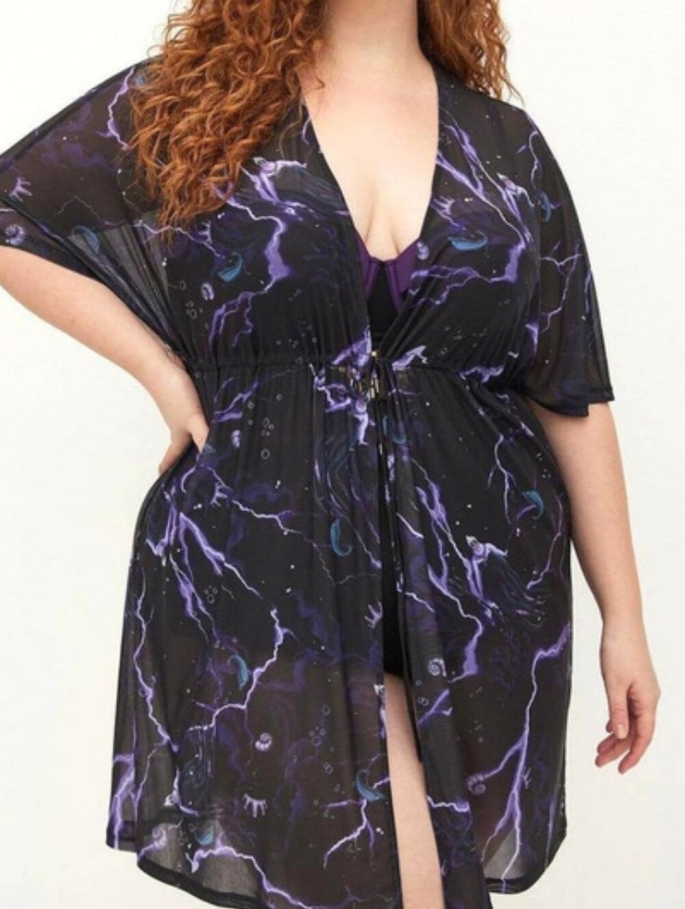 TORRID Disney Ursula Plus Size Sheer Black Cover-Up/Kimono 1x/2x NWT
